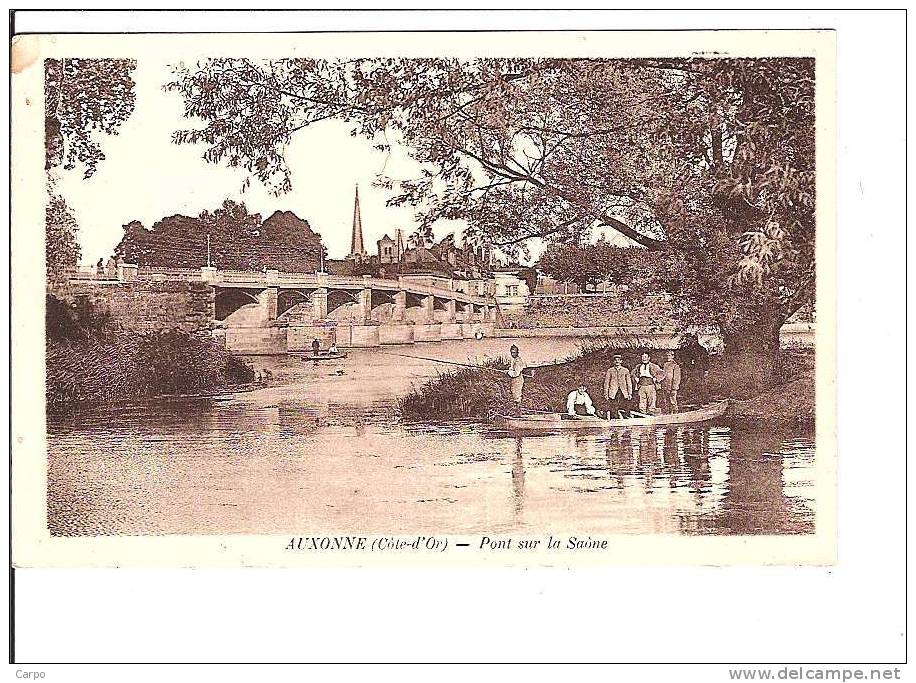 AUXONNE. - Pont Sula Saone. (Pêche) - Auxonne