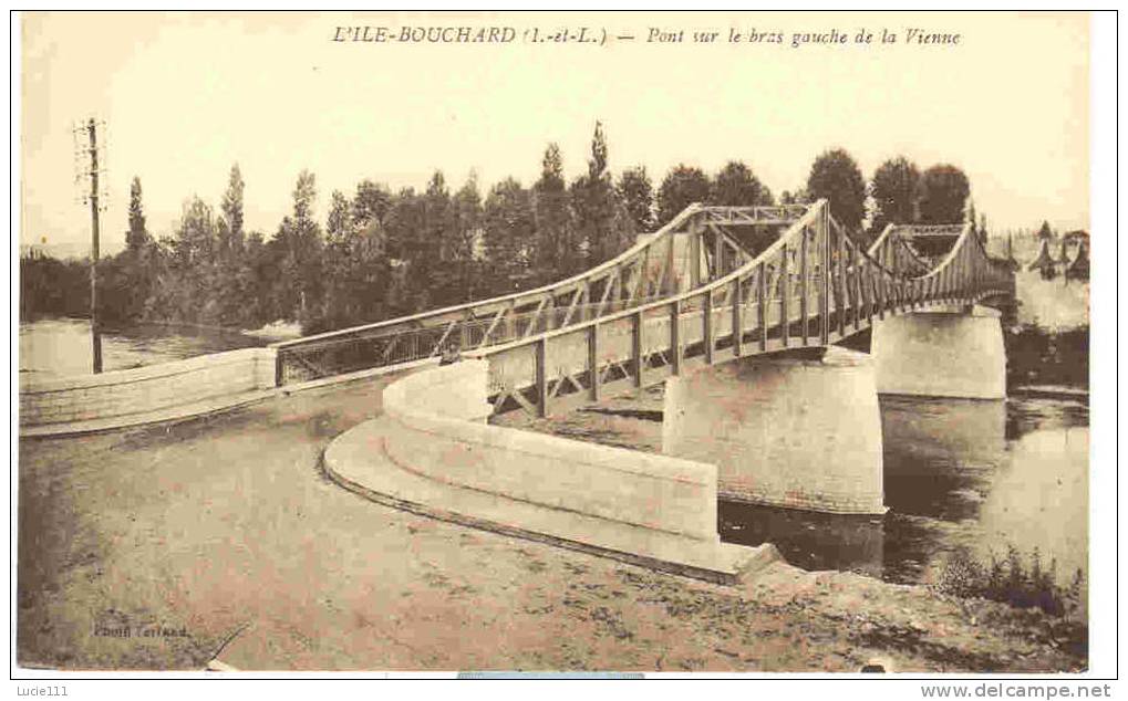 Pont Sur Le Bras Gauche De La Vienne Carte Cepia Etat Neuf - L'Île-Bouchard