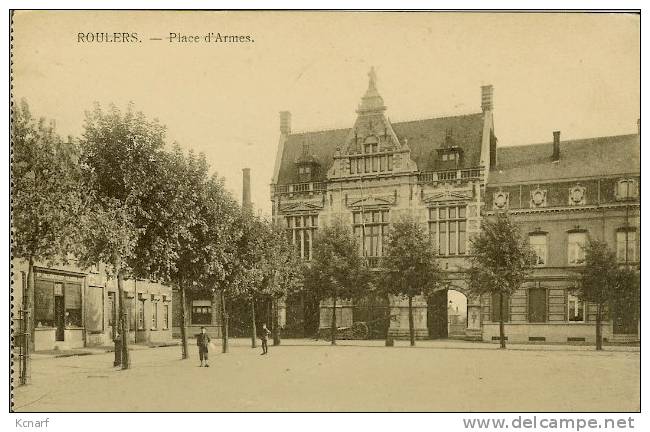 CP De ROULERS ( Roeselare ) " Place D'armes " Avec Cachet FELDPOST BRUSSEL NORD BAHNHOF . - Marcas De La Armada