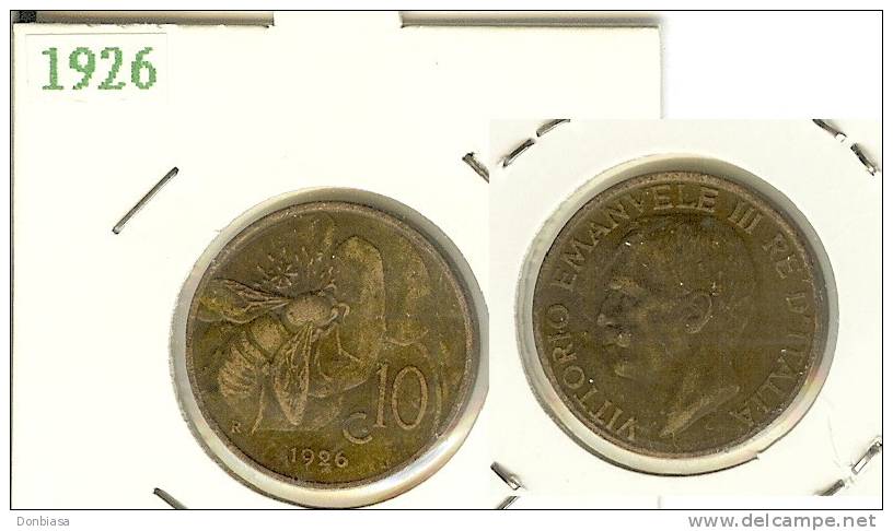 Vittorio Emanuele III, 10 Cent. 1926 (Ape) - BB+ - 1900-1946 : Victor Emmanuel III & Umberto II