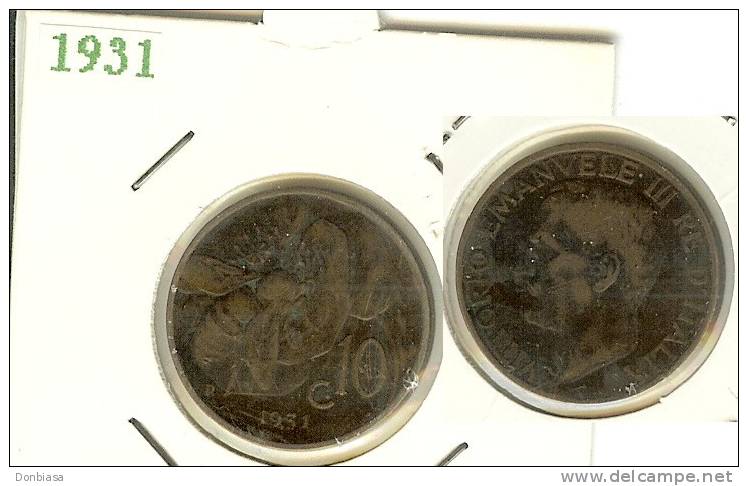 Vittorio Emanuele III, 10 Cent. 1931 (Ape) - BB+ - 1900-1946 : Victor Emmanuel III & Umberto II