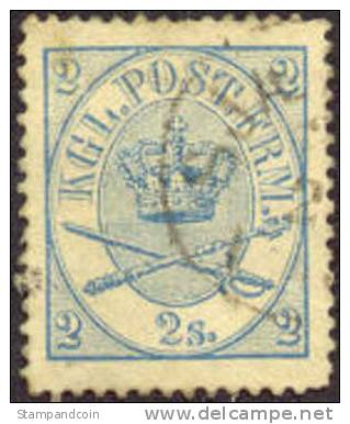 Denmark #11 XF Used 2s Blue From 1865 - Gebraucht