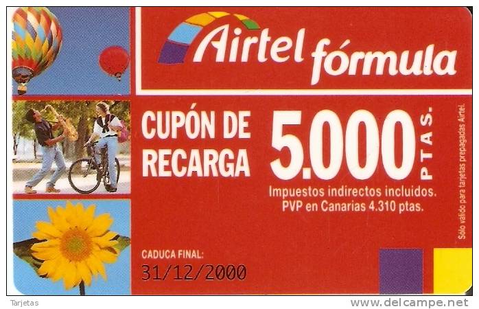 ACR-041  TARJETA DE AIRTEL DE 5000 PTAS  31/12/2000  CON S.A. - Airtel