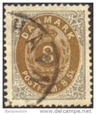 Denmark #19 SUPERB Used 8s Gray & Brown From 1871 - Usati