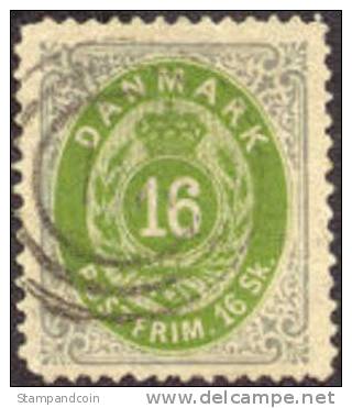 Denmark #20 Used 60s Gray & Green From 1871 - Gebruikt