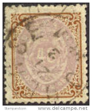 Denmark #24 Used 48s Brown & Lilac From 1870, Expertized - Oblitérés