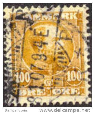 Denmark #69 Used 100o Ocher High Value Of Set From 1905 - Gebraucht