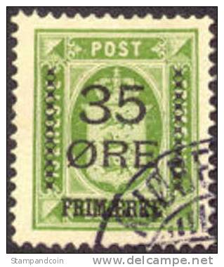 Denmark #81 XF Used 35o On 32o Surcharge From 1912 - Oblitérés