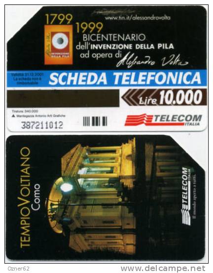 FR 137 Scheda BICENTENARIO Invenzione Della Pila - TEMPIO VOLTIANO - Lire 10.000 - Tiratura 340.000 - Öff. Gedenkausgaben