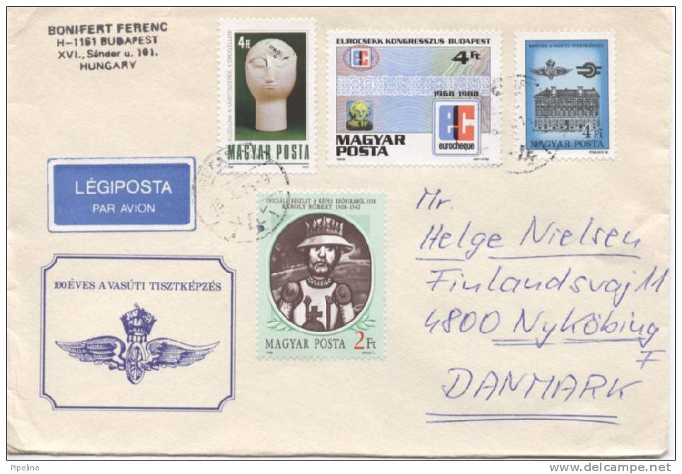 Hungary Cover Sent Air Mail To Denmark 15-10-1988 - Briefe U. Dokumente