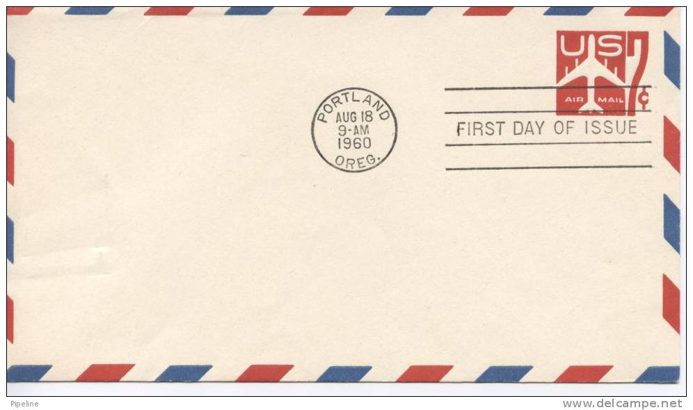 USA Air Mail Cover Postal Stationery 7 C. FDC Portland 18-8-1960 - 1951-1960