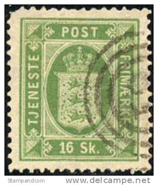 Denmark O3 Used 16s Green Official From 1871 - Dienstzegels