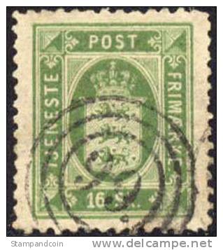 Denmark O5 XF Used 16s Green Official From 1871 - Service