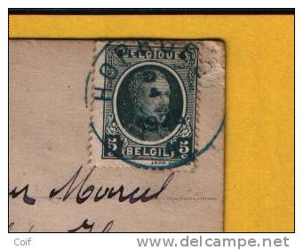 193 Op Postkaart Met Blauwe Cirkelstempel HORRUES  (in Blauw )!!!!! - 1922-1927 Houyoux