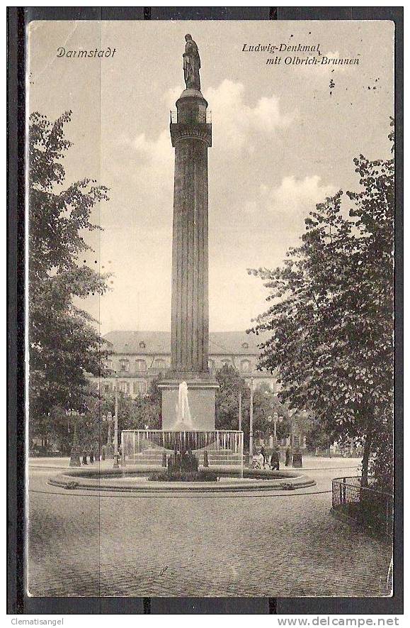 TOP!! DARMSTADT * LUDWIG-DENKMAL MIT OLBRICH-BRUNNEN * 1915 *!! - Darmstadt