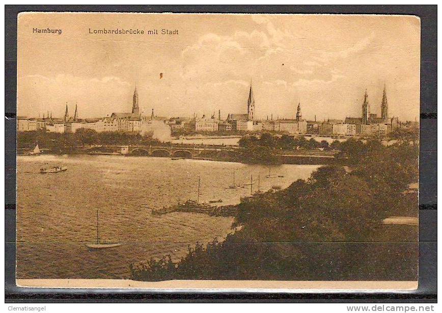 TOP!! HAMBURG * LOMBARDSBRÜCKE MIT STADT UND SEGELSCHIFFEN * 1910 *!! - Mitte