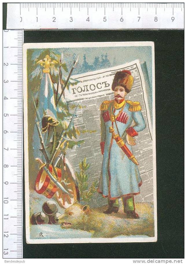 Van Houten Jolie Chromo Thème Russie Journal Garde Militaire Peau Ours Blanc - Van Houten