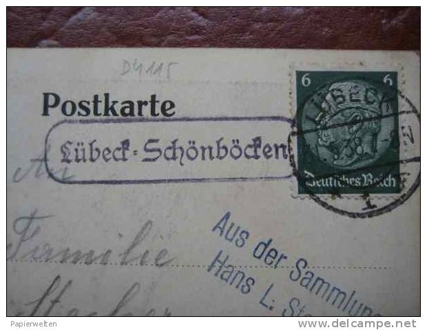 Lübeck - Künstlerkarte Burgtor (innen) / Stempel: Lübeck Schönböcken - Lübeck