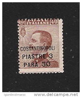 COSTANTINOPOLI -Uffici Postali All'estero -1922: Valore Nuovo Con T.L. Da 3,30 Piastre Soprastampato Su 40 C. (Cat.44). - Bureaux D'Europe & D'Asie