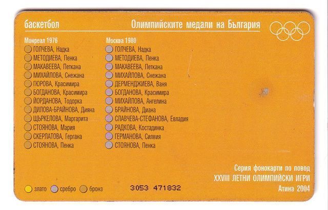 BASKETBALL - Bulgaria Old Rare Chip Card * Olympic Games Athens 2004 Basket-ball Basket Ball Baloncesto Pallacanestro - Bulgarien