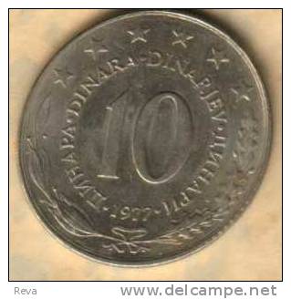 YUGOSLAVIA 10 DINARA  DENOMINATION FRONT EMBLEM  BACK 1977 KM62  READ DESCRIPTION CAREFULLY !! - Yougoslavie