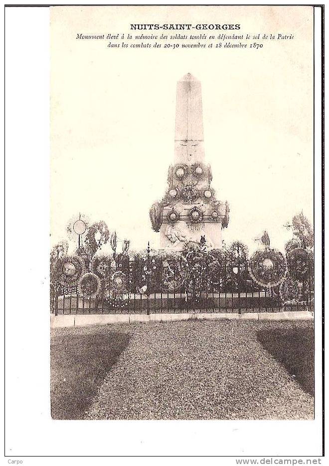 NUITS-SAINT-GEORGES. - Monument élevé à La Mémoire Des Soldats Tombés En 1870.(Guerre De 70) - Nuits Saint Georges