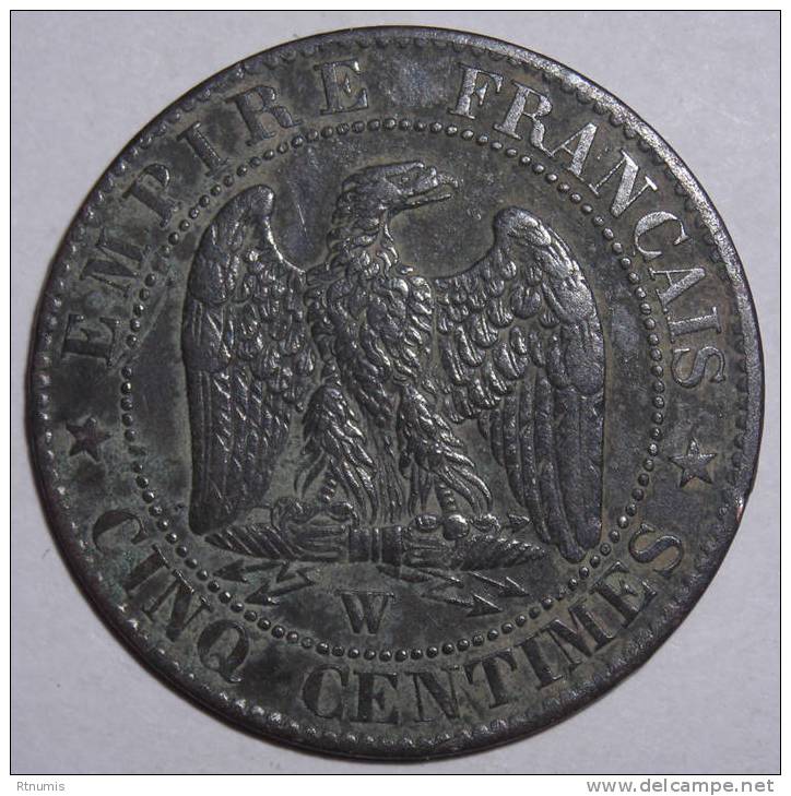 Napoléon III 5 Centimes 1855 W LILLE Chien TTB - 5 Centimes