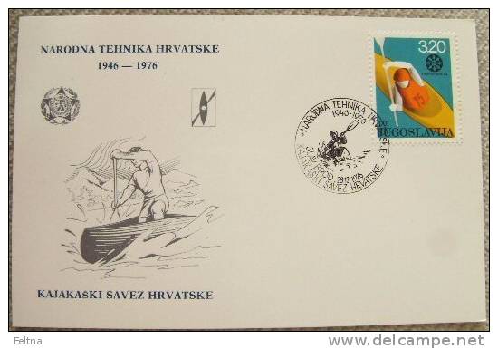 1976 YUGOSLAVIA CARD CROATIA KAYAK UNION - Canoa