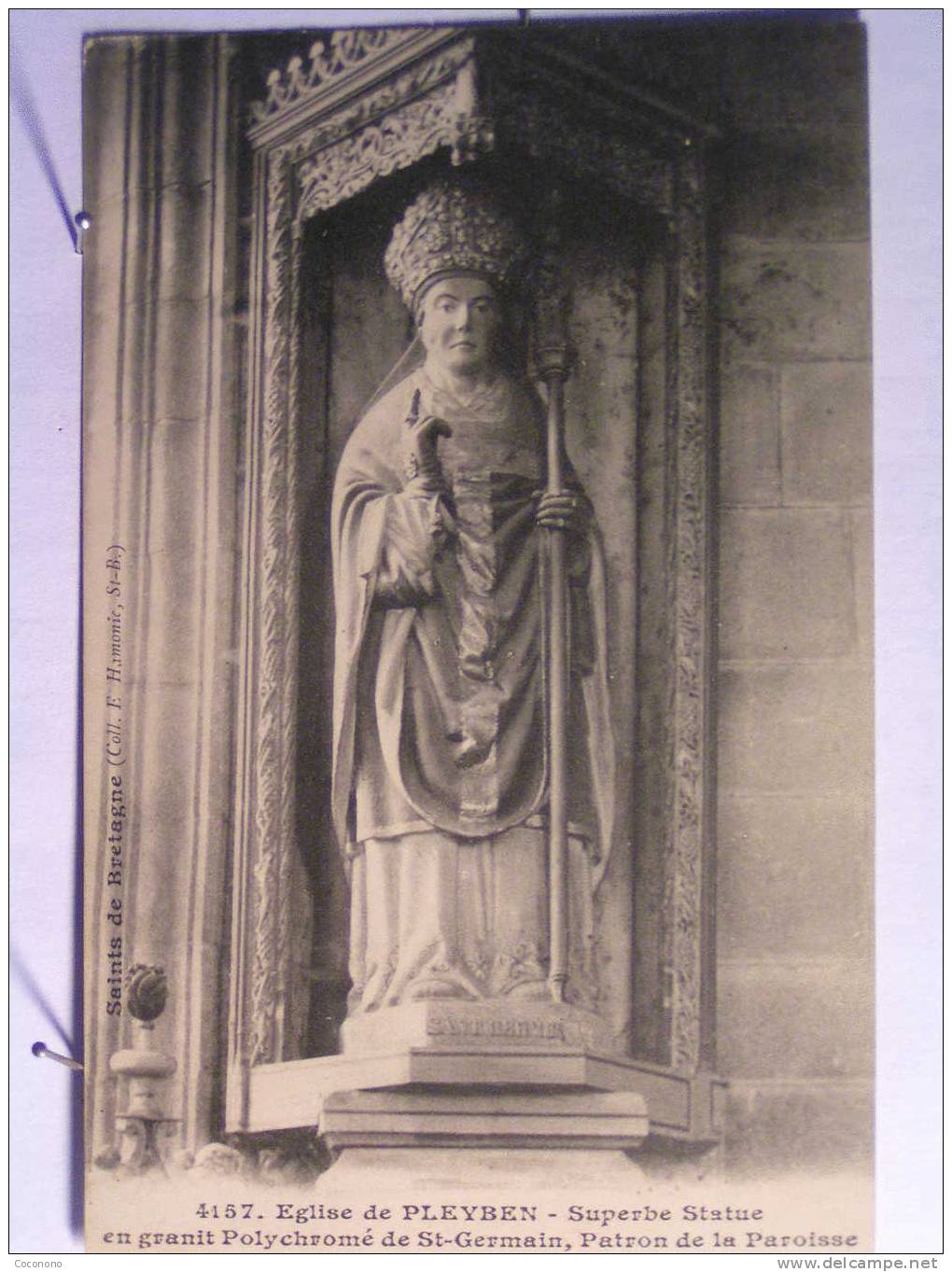 Eglise De Pleyben - Superbe Statue En Granit Polychromé De St Germain, Patron De La Paroisse - Pleyben