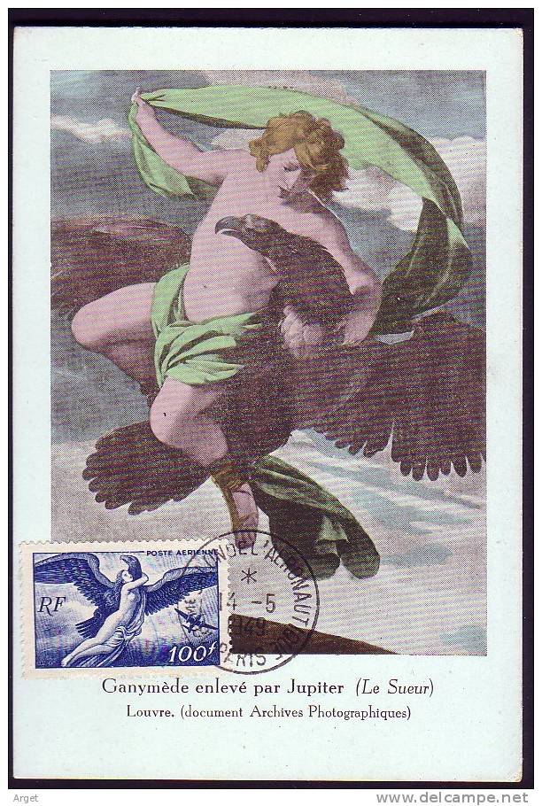 Carte-Maximum FRANCE N°Yvert PA18 (Ganymède Et Jupiter) Obl Sp Salon Aéronautique 14.5.49 - 1940-1949