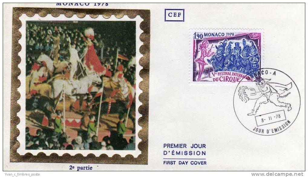 MONACO PREMIER JOUR FIRST DAY COVER FESTIVAL DU CIRQUE DE MONTE CARLO SINGES MUSICIENS - FDC