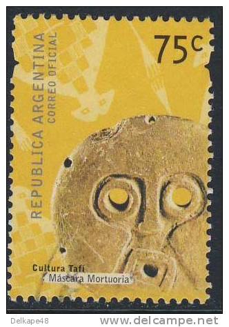 Argentina 2000 M 2594 YT 2212 Sc 2129 O-used : Funeral Mask / Masque Macabre / Totenmaske / Dodenmasker - Culture - Archéologie
