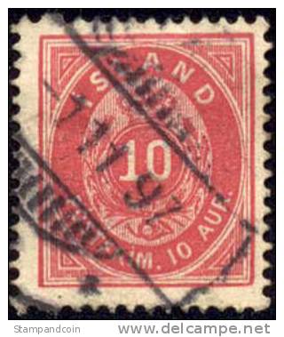 Iceland #11 Used 10a Carmine Numeral From 1876 - Usados