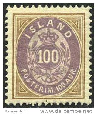 Iceland #20 XF Mint Hinged 100a Numeral From 1892 - Ongebruikt