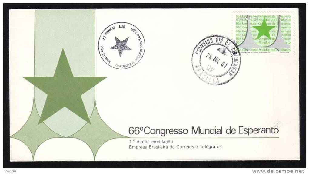 Esperanto 1981 Cover  FDC  " 66´ WORLD ESPERANTO-KONGRES" Brazilia FDC . - Esperanto