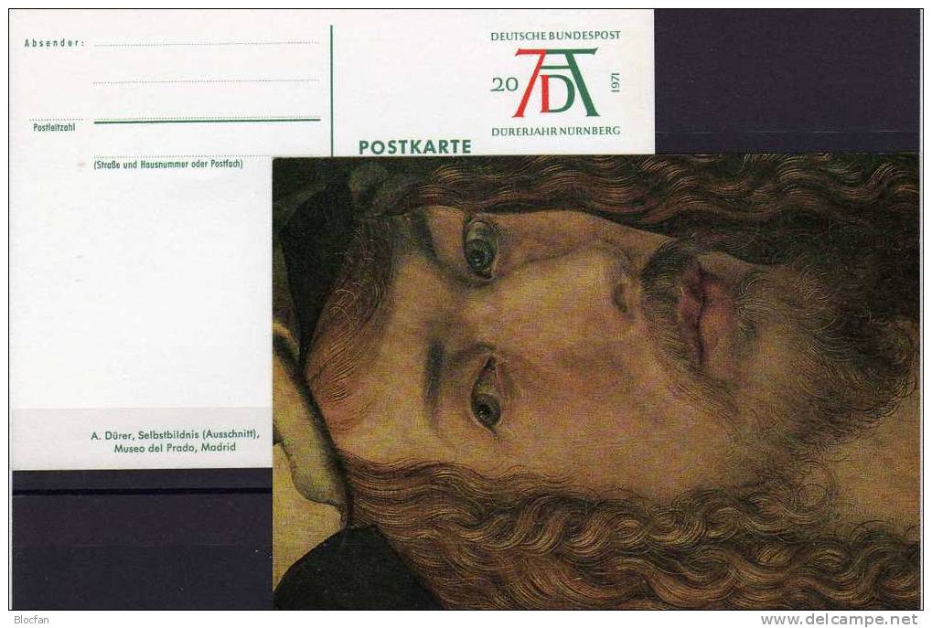Selbstbildnis Dürer 1971 Bund PSo 3/01 ** 1€ BRD Postkarte Gemälde Im Museo Prado Madrid Art Card Of Germany - Geïllustreerde Postkaarten - Ongebruikt