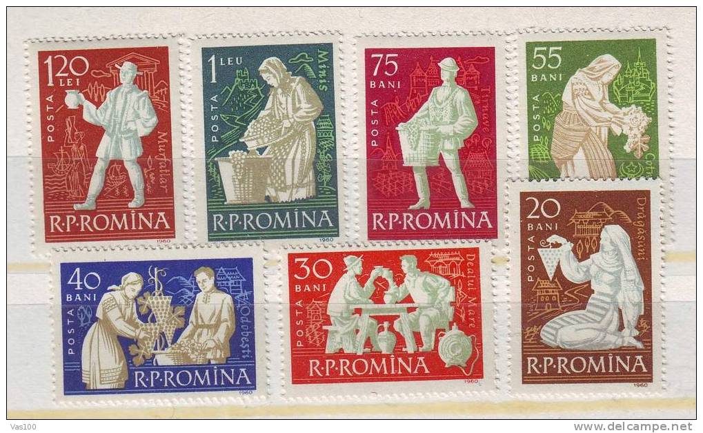 Romania 1960 ** MINT With VITICULTURE Vines,Grape 7 STAMP FULL SET. - Wines & Alcohols