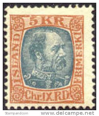 Iceland #44B Mint Hinged 5k Christian IX From 1904, Expertized Frildl - Neufs