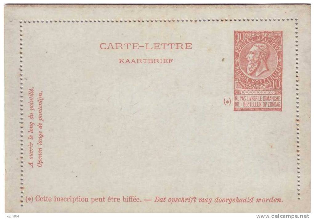 ENTIER POSTAL-CARTE LETTRE-BELGIQUE-NEUF - Carte-Lettere