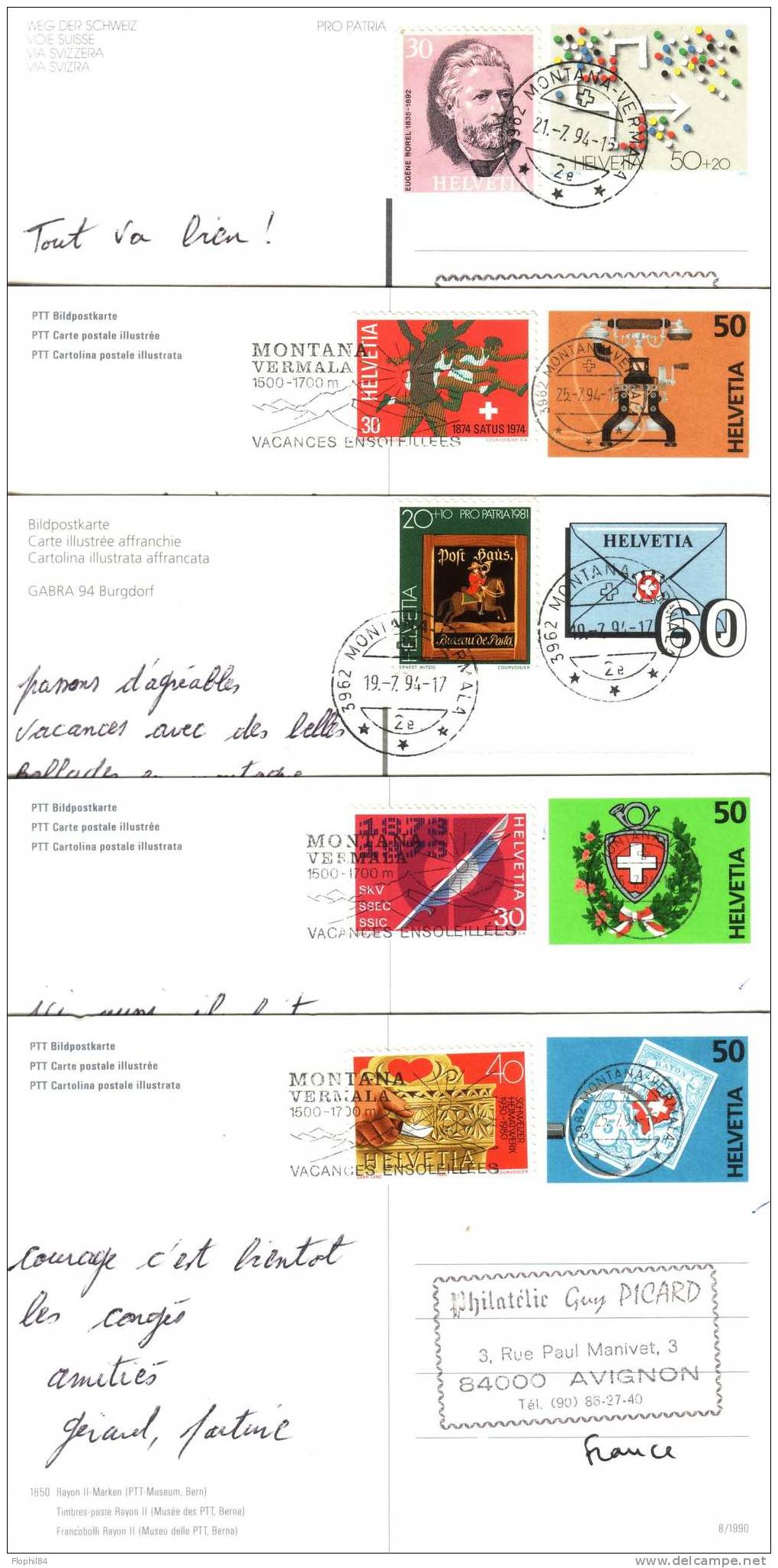 SUISSE-ENTIERS POSTAUX ILLUSTRATION PTT-LOT DE 5 - Interi Postali