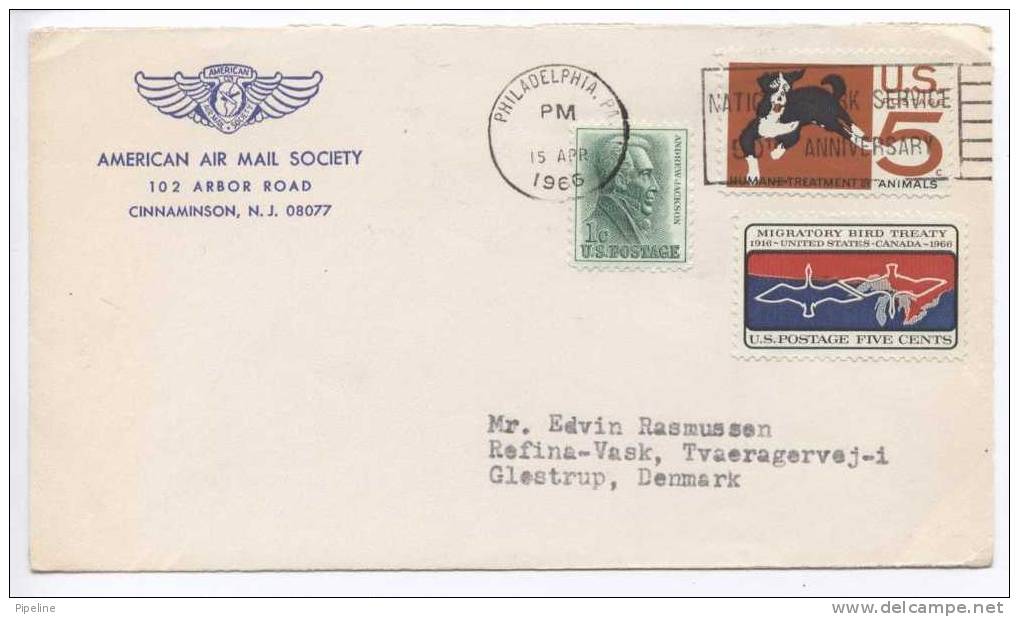 USA Cover Sent To Denmark 15-4-1966 - Covers & Documents