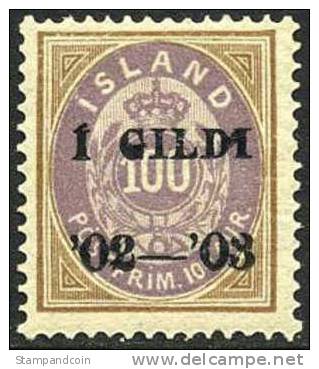 Iceland #68 Mint Hinged 100a Overprint From 1902 - Neufs