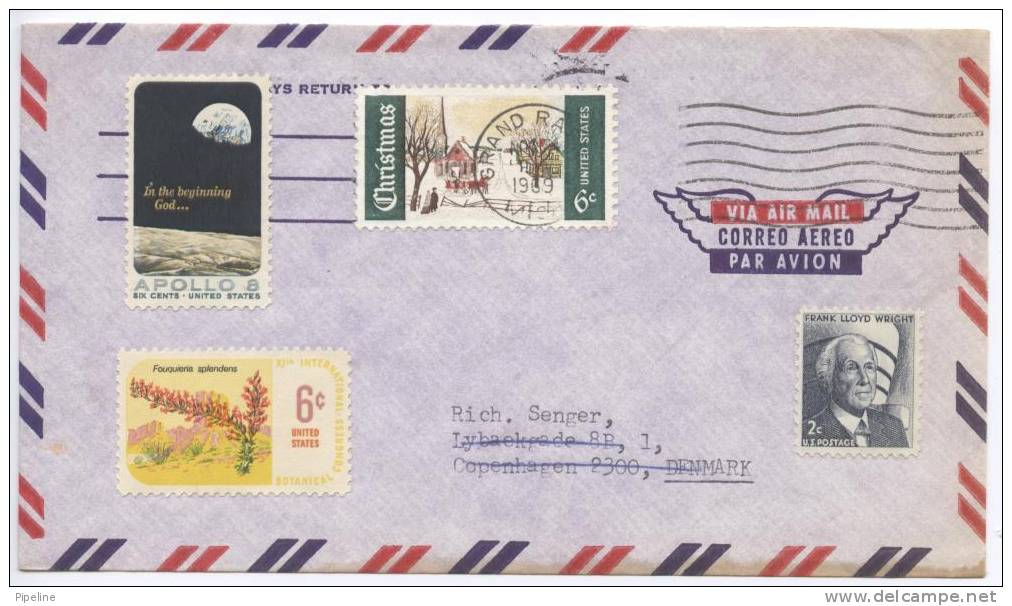 USA Air Mail Cover Sent To Denmark 1969 - Covers & Documents