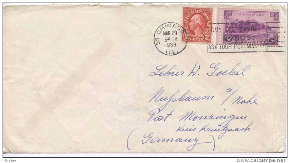 USA Cover Sent To Germany 1938 - 1c. 1918-1940 Covers