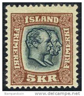 Iceland #85 Mint No Gum 5k Christian IX & Frederik VIII From 1907 - Nuevos