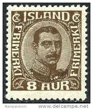 Iceland #114 Mint Hinged 8a Christian X From 1920 - Unused Stamps