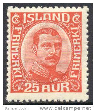 Iceland #121 Mint Never Hinged 25a Christian X From 1921 - Neufs