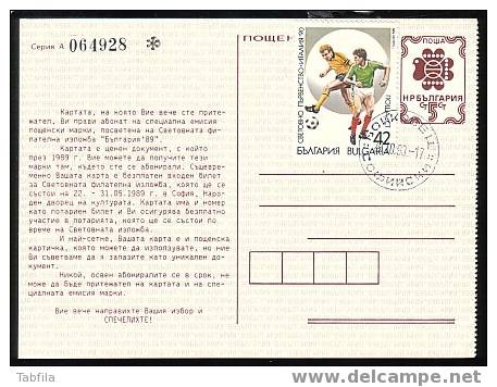 BULGARIA / BULGARIE - 1989 - Coup Du Mond - Italy´90 - P.carte - Avec Tim.42 St. - Cartes Postales
