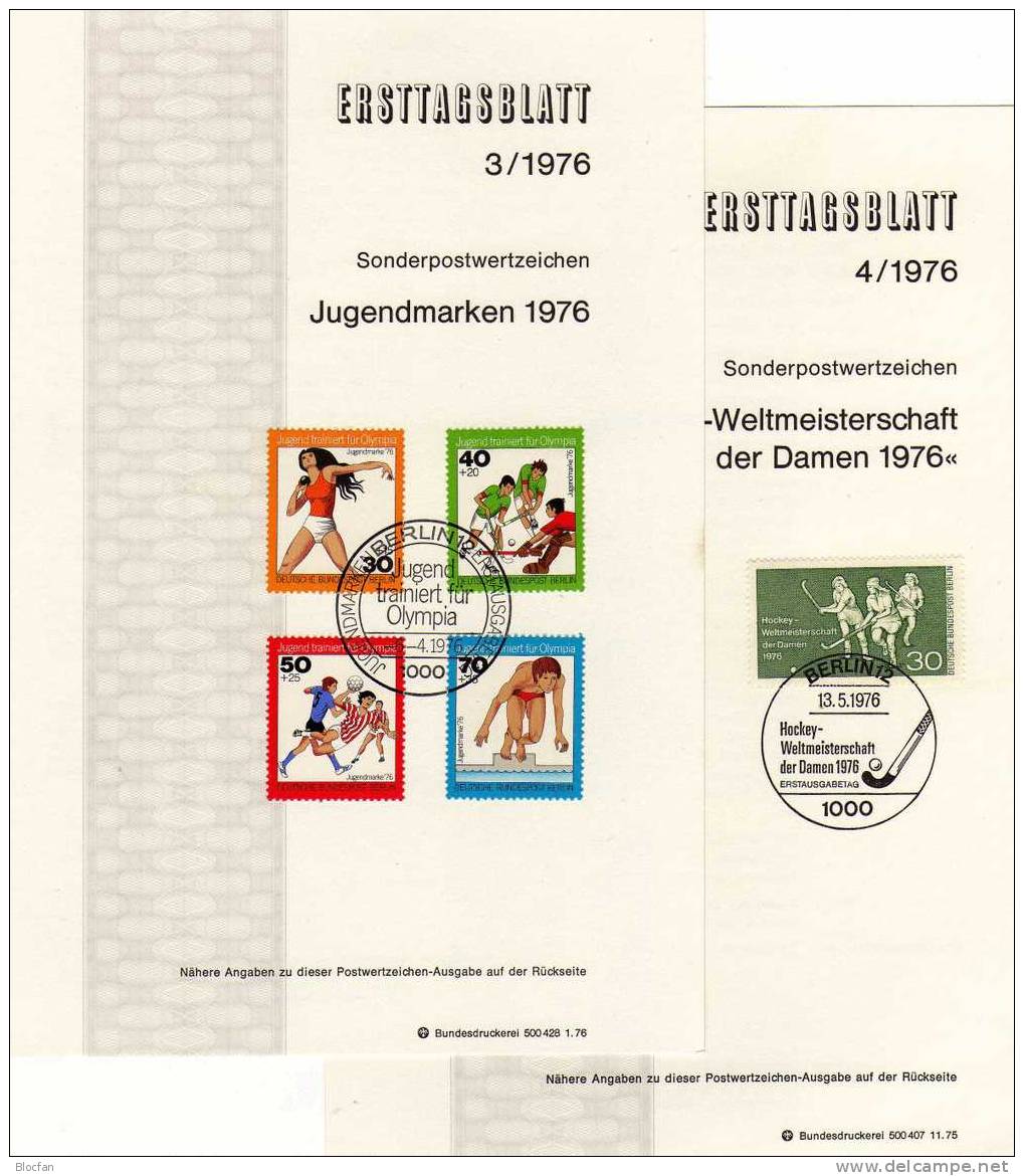 ETB II. Quartal 1976 Feuerwehr Berlin, Olympia, Hockey, Violine  517-523 SST 5€ - Feuerwehr