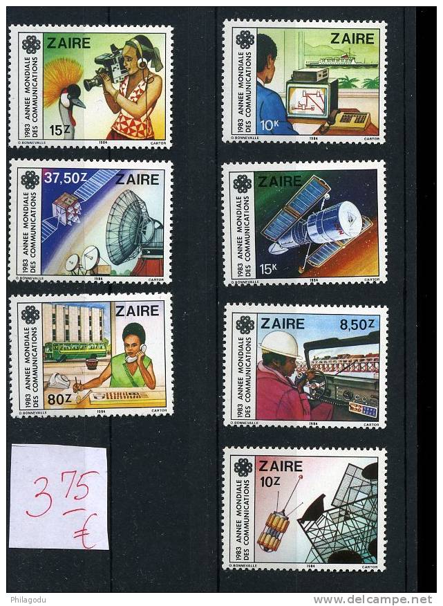 ZAIRE Telecom 1224/1230**      Cinema TV Ordinateur Liaison Satellite  ESPACE Computer - Unused Stamps